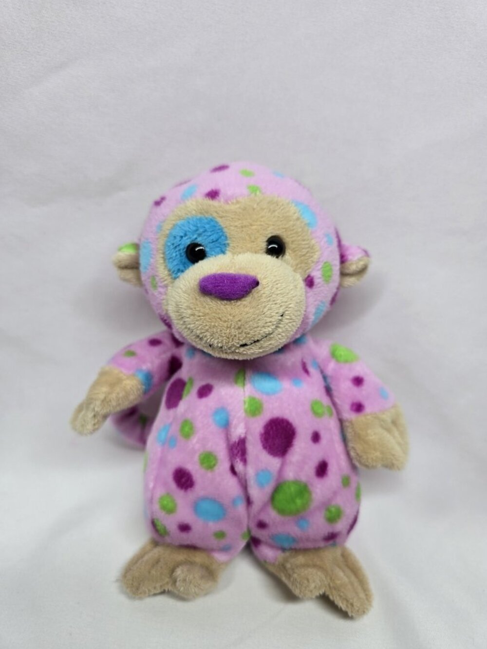 Ganz Amazing World Monkey Named "Pearl" Pink with Polka Dots 7" Plush No Code